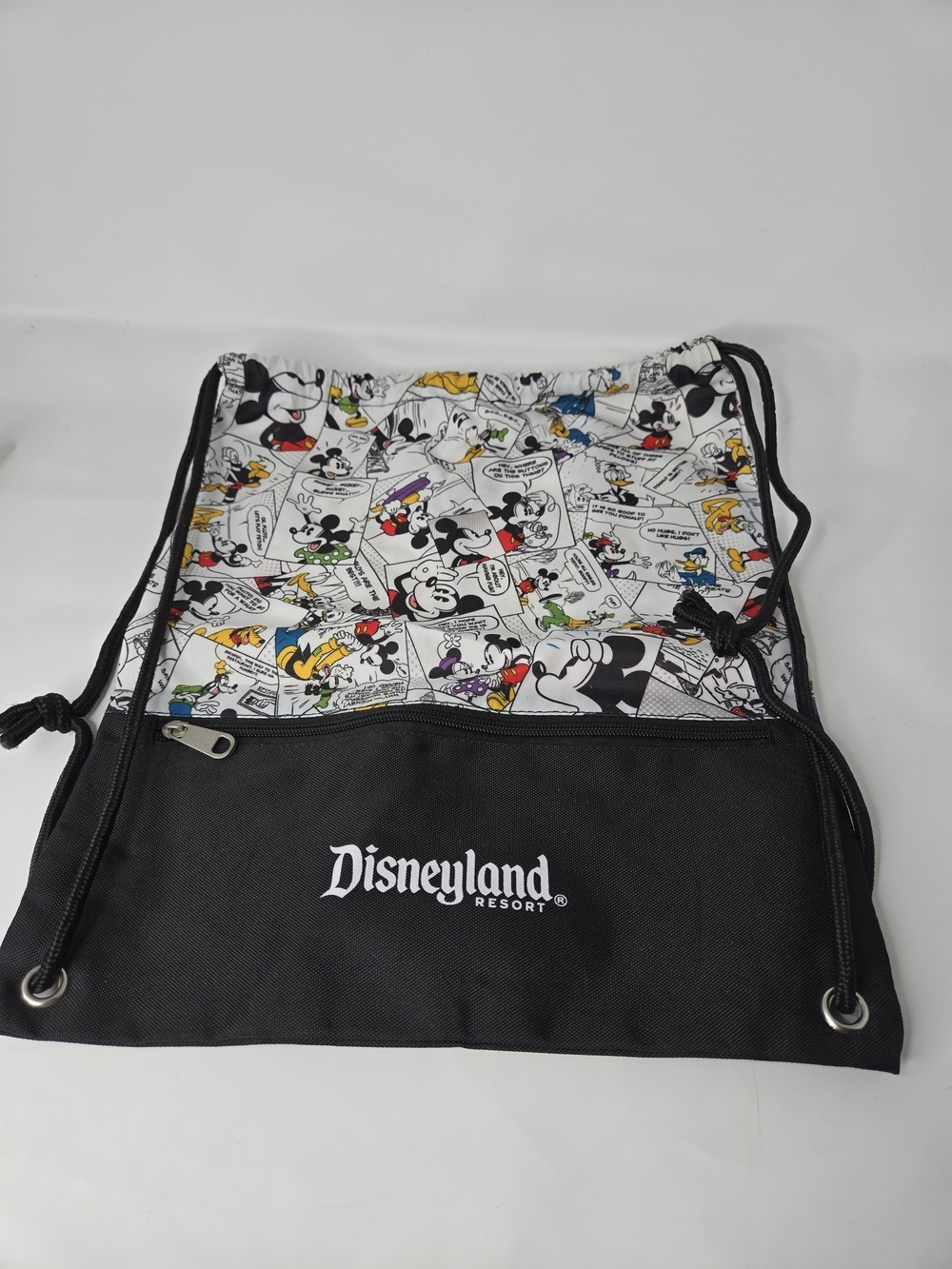 Disneyland Black & White Comic Strip Drawstring Backpack